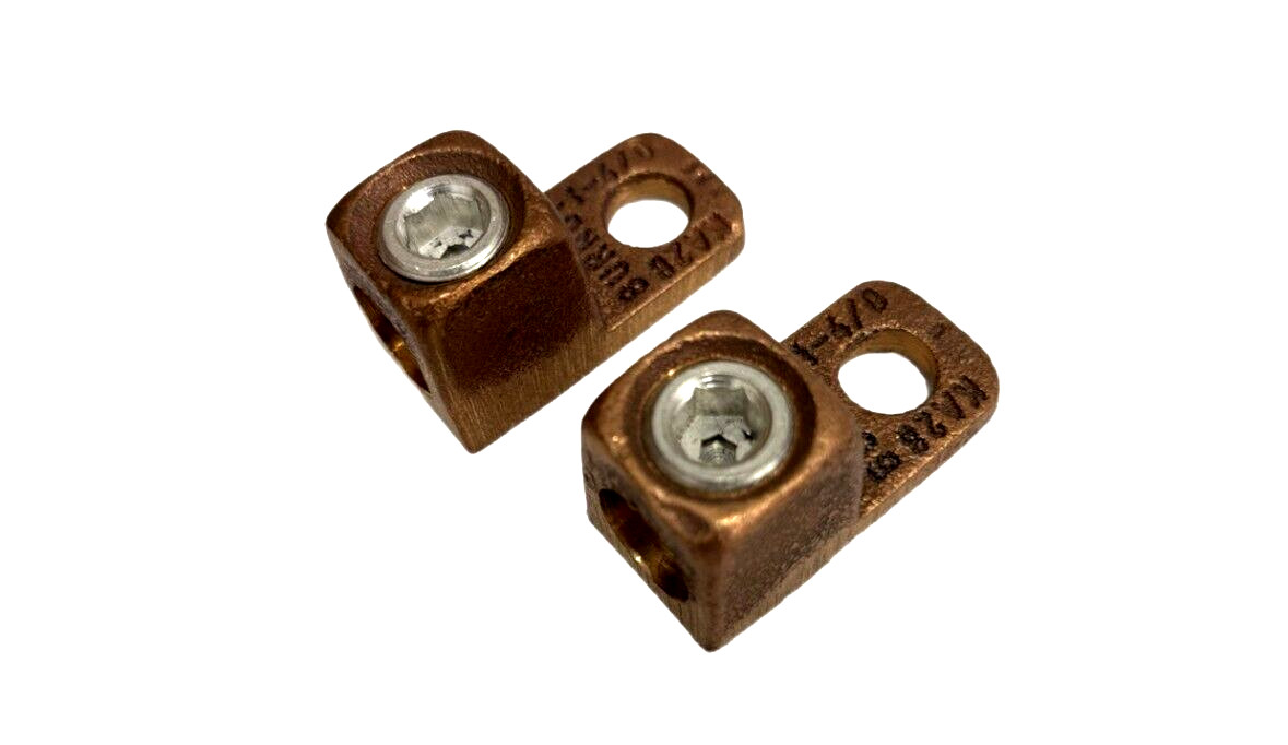 BURNDY KA28 TERMINAL GROUNDING LUG 1-4/0 HEX BOLT - LOT OF 2