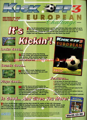 Kick Off 3 European Challenge ''Anco'' 1994 Magazin Anzeige #5740