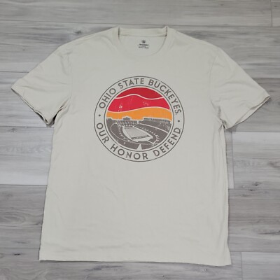Ohio State Buckeyes T-Shirt Men's Large Cream S/S Our Honor Defend Football