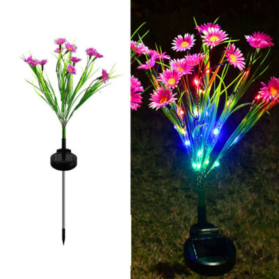 Solar Garden Flower With LED Lights Outdoor Waterproof Path Lawn Yard Xmas Decor