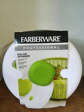 Farberware Professional Plastic 2.4 lb Salad Spinner Green with White Lid New 