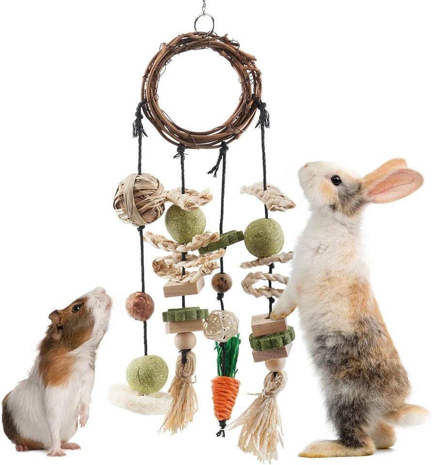 ERKOON Kaninchen Hamster Spielzeug, Käfig Hängende Kauspielzeug, Hamster 17x14,4x7,2 cm