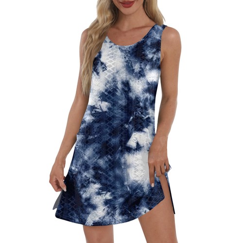 Women's Casual Sundress With Pockets Summer Boho Beach Dress T-Shirts Dress V - Picture 6 of 36