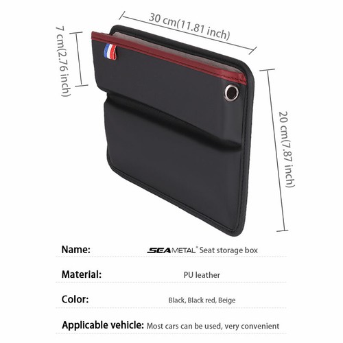 SEAMETAL Leather Car Console Side Storage Pocket For Seat Gap Filler Organizer - Picture 2 of 16
