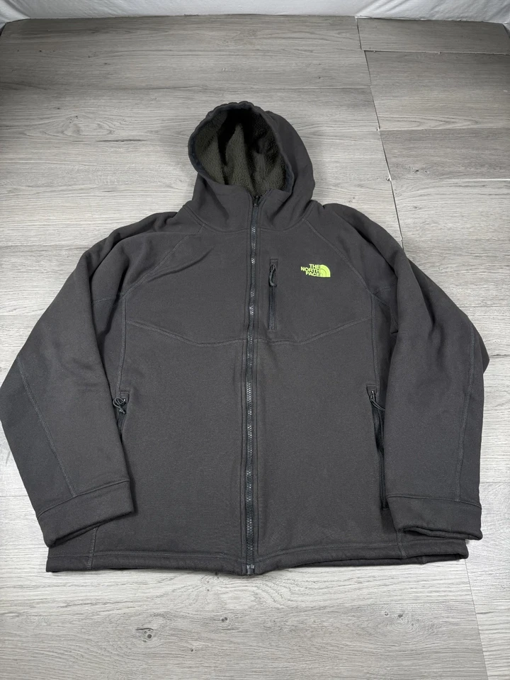 Chaqueta para hombre The North Face L gris Sherpa polar cremallera completa con capucha media cúpula Foto 2 de 4