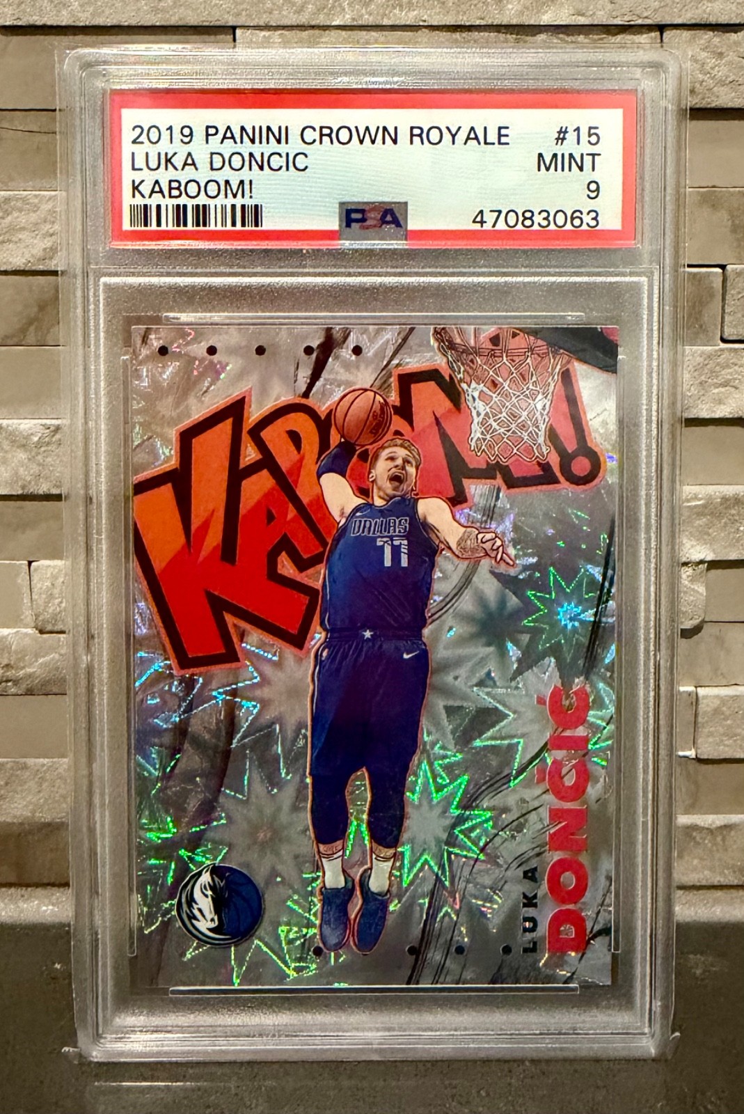 2019 Panini Crown Royale Luka Doncic Kaboom! #15 PSA 9 SSP Case Hit Lakers