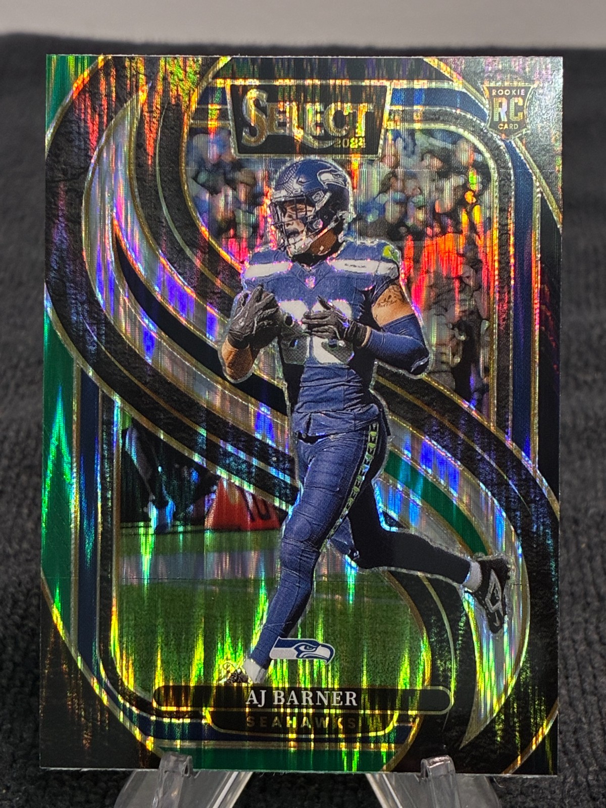 🔥 2024 Panini Select AJ Barner #103 Premier Level Neon Green Shock Prizm 💎