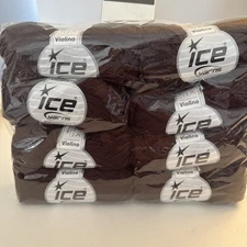 8 Pack Of Ice Yarns Violino Dark Burgundy Ribbon Yarn 50gr 109yd Each Skein New