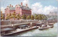 Antique Postcard Artistic Westminster Pier Boat London Greater England
