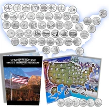 Complete 50 Uncirculated State (99-08) Quarter Collection Set + 6 US Territories