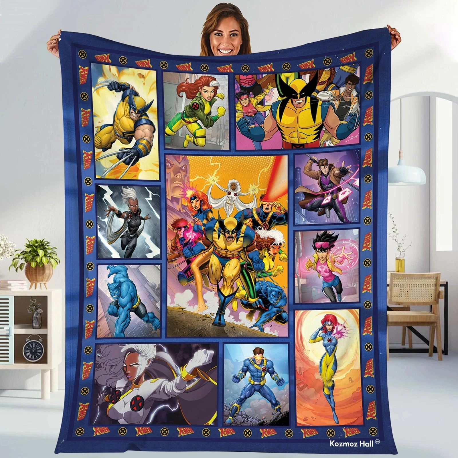 X-men Animation Professor X Jean Grey Wolverine Cyclops Beast Fleece Blanket