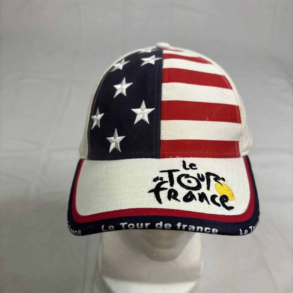 Gorra Le Tour De France ajustable blanca bandera americana ciclismo Foto 3 de 4