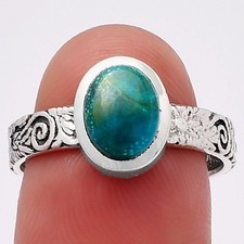 Natural Azurite Chrysocolla 925 Sterling Silver Ring s.8 Jewelry R-1061