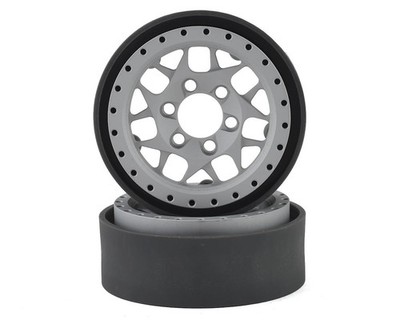 Vanquish Products KMC XD127 Bully 1.9'' Beadlock Crawler Wheels (Silver) (2)