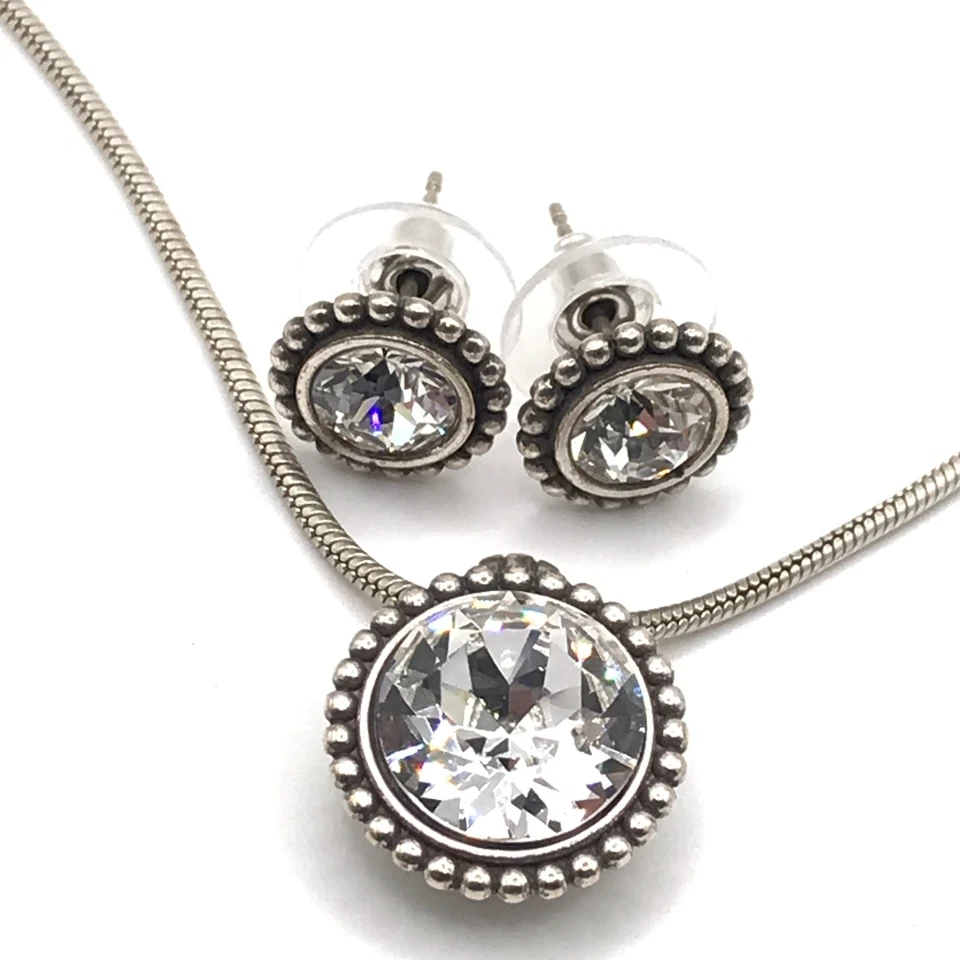 Lote de collar y pendientes Brighton colgante de cristal brillante placa de plata cadena serpiente Foto 3 de 4