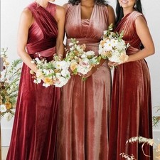 Revelry Micah Convertible Dress In Velvet Burgundy Size L