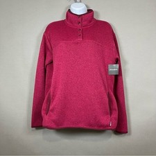 Eddie Bauer Jacket Womens Large Pink Fleece Pullover Snap Neck Long Sleeve