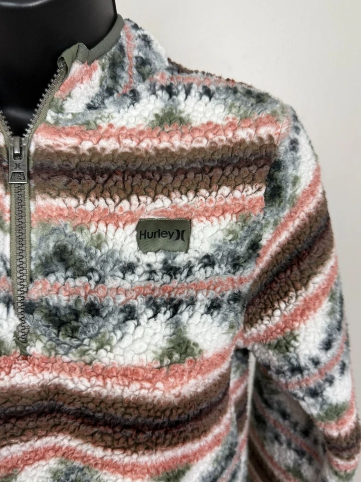 Hurley Niña Talla Med 8 Pullover Cuarto Cremallera Polar Chaqueta Azteca Foto 3 de 4
