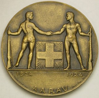 SWITZERLAND Aarau Shooting Association ND (1924) Bronze Medal XF/aUNC