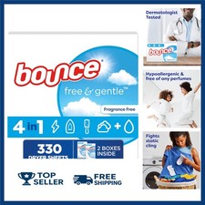 Bounce Free and Gentle Dryer Sheets Unscented Fabric Softener 330 Count
