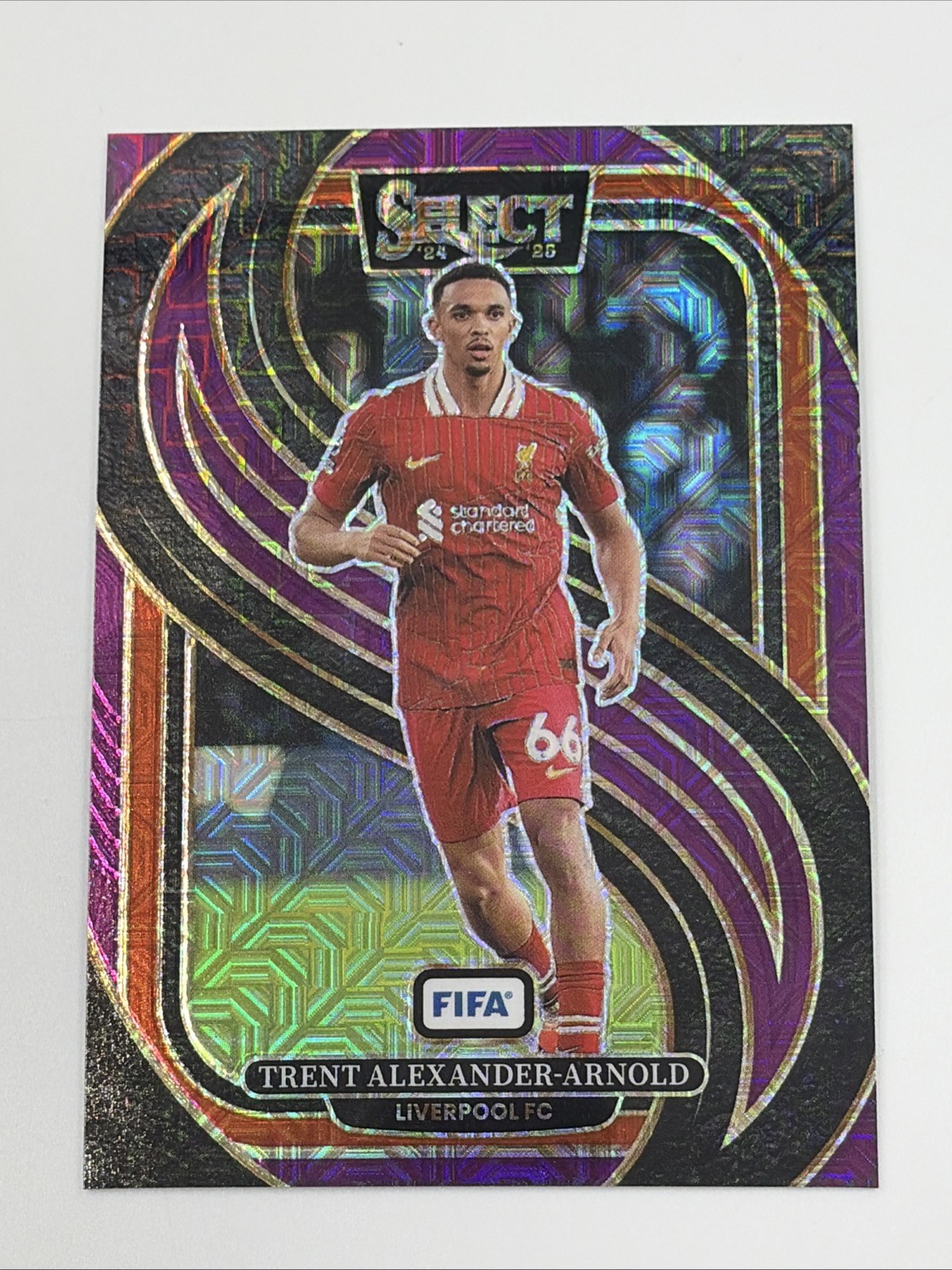 Trent Alexander-Arnold 2024-25 Panini Select FIFA Soccer #121 Purple Mojo Prizm