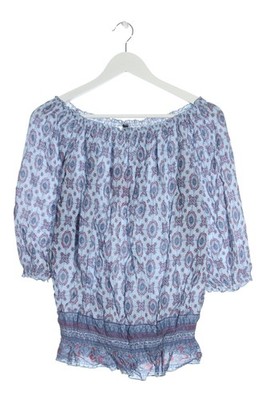 MB MULTIBLU Carmen-Bluse Damen Bluse Gr. DE 36 blau-rot Casual-Look