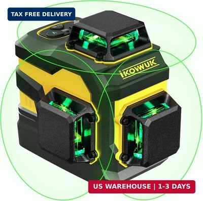 IKOVWUK Laser Level, 3x360° Cross Line Laser for Construction and Picture Hangin