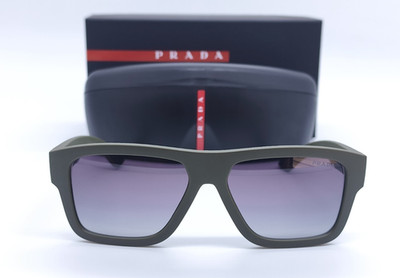 PRADA SPS 04Z 15X-09U Quadratisch Mattgrün Sonnenbrille Herren Sunglasses