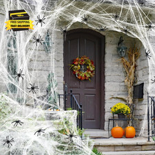 Spider Webs Halloween Decorations, 300 Sqft Spider Webs with 58 Fake Spiders for