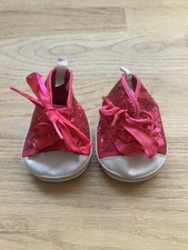 Build A Bear BAB Pink Sparkle Shoes Sneakers with laces for stuffed animals