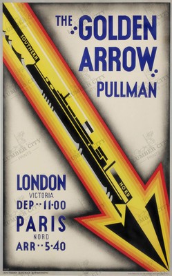 1931 Golden Arrow Pullman Vintage Travel Poster London Paris Wall Art