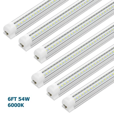CNSUNWAY LED Tube Lights 6FT T8 54W V-shaped 6000K Garage 6 Foot LED Shop Light Fixtures