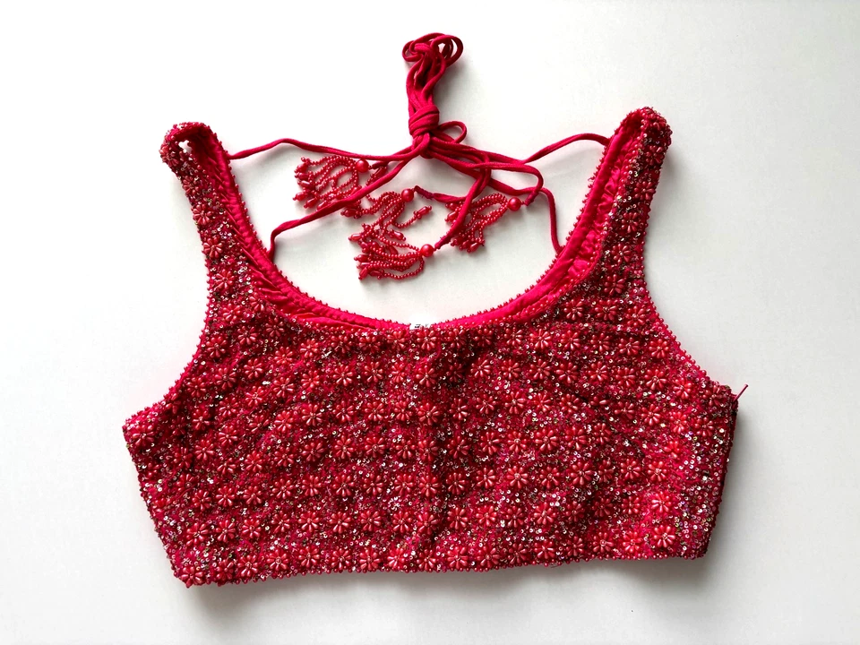 SANI Hand Beaded Embroidered Blouse NWT Women’s Size L Saree Top $342 - Image 2 of 4