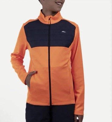 KJUS Boys US 8/10 EU 140 Jacket Andri Midlayer Orange Black Full Zip $130