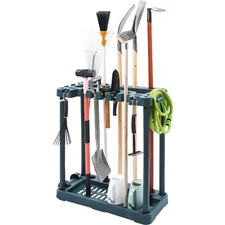 Uimoso Garden Tool Storage Rack Garage Organizer 10 Slots Yard Broom Mop Holder