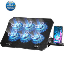Laptop Cooling Pad for 12-15.6 Inch, 6 Cooler Fans with Blue Lights, Laptop Cool