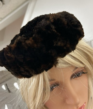 Vintage Fur Pillbox Ladies Hat Dark Brown