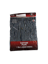 1 Pk Men's Premium Underwear 100 Cotton Black White Green Plaid Boxer Shorts L