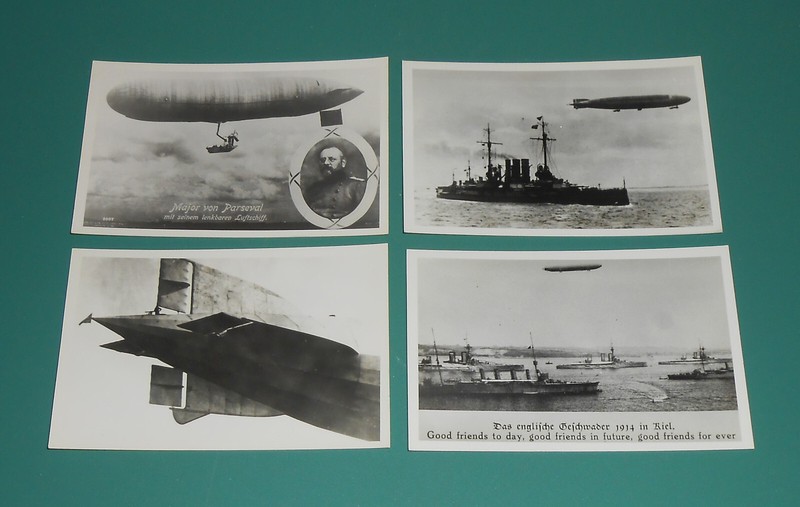 Vintage Airship Major Von Parseval RPPC Real Photo Post Cards Aviation Zeppelin