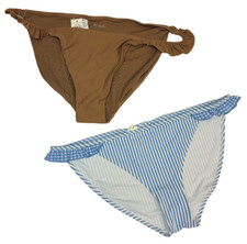 NWT AMERICAN EAGLE AERIE SIZE MEDIUM BIKINI DUO BROWN/BLUE/WHITE 