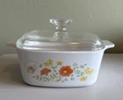 Vintage Wildflower A 1-1/2 B 1.5 Qt Corning Ware Casserole Dish With Pyrex Lid