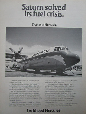 1973-74 PUB LOCKHEED SUPER HERCULES SATURN LUFTFRACHTER ORIGINAL ANZEIGE