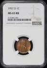 1957-D Lincoln Wheat Cent NGC MS-65 RB Toned - Freshly Graded From OG Mint Set