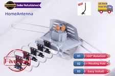 Amplified HDTV Outdoor TV Antenna Motorized 1080P 4K 360° Rotation w/ Pole