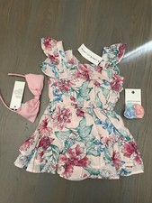 NWT Janie and Jack girl 2-piece pink floral SPRING SUMMER dress SET 6 9 12