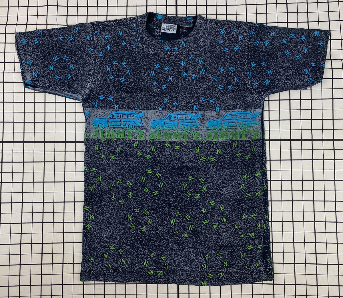 vintage 80s 90s JIMMY Z t shirt AOP ALL OVER PRINT SURF SKATE 