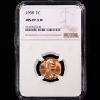 1958 Lincoln Wheat Cent 1c - NGC GRADED MS66 RD
