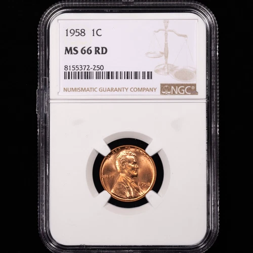 1958 Lincoln Wheat Cent 1c - NGC GRADED MS66 RD