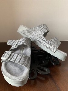 gray shearling birkenstock