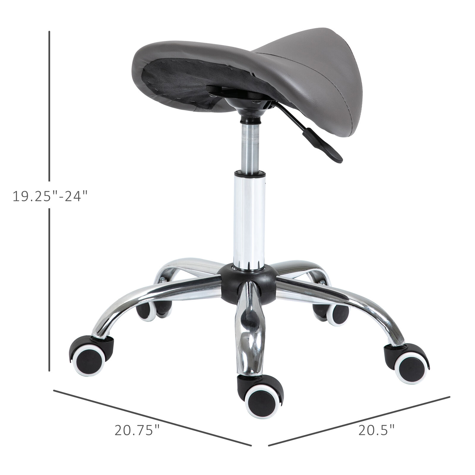 Saddle Stool Hydraulic Rolling Height Adjustable Mobility Chair Grey